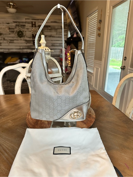 Gucci Handbags - Gucci interlocking G Monogram Hobo Bag - metallic silver